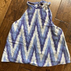 High neck Blouse | Altar'd State Women's Blue and White